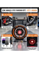 Akü Takviye Cihazı 1000A Jump Starter 150 PSI Lastik Şişirme Kompresörü Powerbank LED Fener - Görsel 6