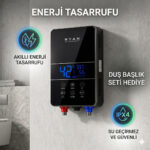 Elektrikli Şofben Ani Su Isıtıcı Dijital Akıllı Banyo Şofbeni Duş Başlığı Hediyeli SG02-60