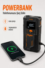 Akü Takviye Cihazı Lastik Şişirme Kompresörü Powerbank LED El Feneri Taşıma Çantalı RY-P20 - Görsel 5