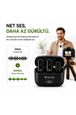 Kablosuz Yaka Mikrofonu Çift Mikrofon 2'li iPhone Android Uyumlu Type-C Lightning - Görsel 2