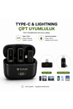 Kablosuz Yaka Mikrofonu Çift Mikrofon 2'li iPhone Android Uyumlu Type-C Lightning - Görsel 6