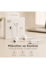 Type-C Kulaklık USB-C Mikrofonlu Kablolu Kulak İçi Kulaklık iPhone 15 16 17 Uyumlu - Görsel 8