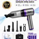 Araç İçi Süpürge Kablosuz Şarjlı El Süpürgesi 20.000Pa Gerçek Emiş Gücü 120W Güç 7500mAh Güçlendirilmiş Batarya RY-VC10