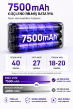 Araç İçi Süpürge Kablosuz Şarjlı El Süpürgesi 20.000Pa Gerçek Emiş Gücü 120W Güç 7500mAh Güçlendirilmiş Batarya RY-VC10 - Görsel 3