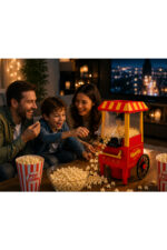 Mısır Patlatma Makinesi Yağsız Ev Tipi Popcorn Makinesi Nostaljik Retro Tasarım - Görsel 4