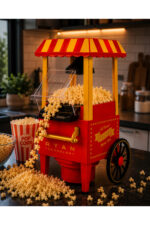 Mısır Patlatma Makinesi Yağsız Ev Tipi Popcorn Makinesi Nostaljik Retro Tasarım - Görsel 5