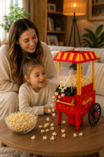 Mısır Patlatma Makinesi Yağsız Ev Tipi Popcorn Makinesi Nostaljik Retro Tasarım - Görsel 6