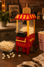 Mısır Patlatma Makinesi Yağsız Ev Tipi Popcorn Makinesi Nostaljik Retro Tasarım - Görsel 8