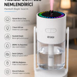 Yıldız Projeksiyonlu Hava Nemlendirici ve Gece Lambası 7 Renk LED Sessiz Aroma Difüzör