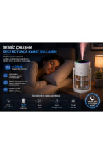Yıldız Projeksiyonlu Hava Nemlendirici ve Gece Lambası 7 Renk LED Sessiz Aroma Difüzör - Görsel 3