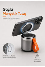 MagSafe Uyumlu Manyetik Bluetooth Hoparlör Telefon Standı Taşınabilir Mini Hoparlör - Görsel 2