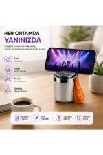 MagSafe Uyumlu Manyetik Bluetooth Hoparlör Telefon Standı Taşınabilir Mini Hoparlör - Görsel 4