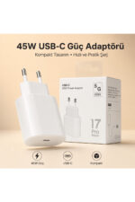 45W USB-C Hızlı Şarj Adaptörü Beyaz Type-C Çıkışlı Kompakt Güç Adaptörü iPhone 15 16 17 Pro Max Uyumlu