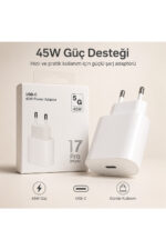45W USB-C Hızlı Şarj Adaptörü Beyaz Type-C Çıkışlı Kompakt Güç Adaptörü iPhone 15 16 17 Pro Max Uyumlu - Görsel 2