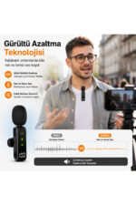 Kablosuz Yaka Mikrofonu Type-C ve Lightning Uyumlu Gürültü Azaltma AirMic RY-WM01 - Görsel 3