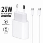 25W Type-C Hızlı Şarj Adaptörü ve USB-C Şarj Kablosu Seti | iPhone 15/16 17 Uyumlu
