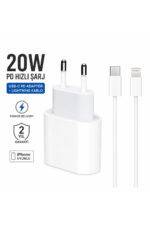 20W PD iPhone Hızlı Şarj Adaptörü + Type-C to Lightning Kablo Seti | Güvenli ve Hızlı Şarj