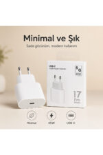 45W USB-C Hızlı Şarj Adaptörü Beyaz Type-C Çıkışlı Kompakt Güç Adaptörü iPhone 15 16 17 Pro Max Uyumlu - Görsel 5
