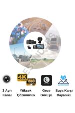 F6 4K 1080P Full HD 3 Kameralı GPS Wifi G Sensör Gece Görüşlü Ön Arka İç Kayıt Araç İçi Dışı Kamera - Görsel 8