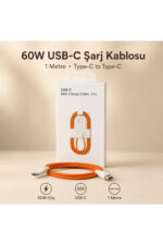 60W USB-C Şarj Kablosu 1 Metre Beyaz Type-C to Type-C Örgülü Hızlı Şarj Kablosu iPhone 15 16 Uyumlu - Görsel 4