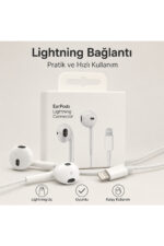 Lightning Kablolu Kulaklık Beyaz Mikrofonlu Kontrol Tuşlu iPhone 14 13 12 11 X XR XS 8 7 SE Uyumlu Kulaklık - Görsel 5