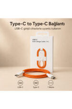 60W USB-C Şarj Kablosu 1 Metre Beyaz Type-C to Type-C Örgülü Hızlı Şarj Kablosu iPhone 15 16 Uyumlu - Görsel 5