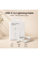 USB-C to Lightning Kablo 1 Metre Beyaz iPhone 14 13 12 11 SE X 8 Uyumlu Type-C Lightning Şarj ve Veri Kablosu - Görsel 5