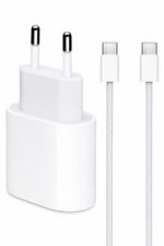 45W Type-C Hızlı Şarj Adaptörü USB-C to C Kablo Seti 1 Metre Beyaz