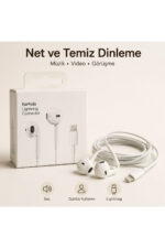 Lightning Kablolu Kulaklık Beyaz Mikrofonlu Kontrol Tuşlu iPhone 14 13 12 11 X XR XS 8 7 SE Uyumlu Kulaklık - Görsel 6
