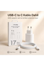 45W Type-C Hızlı Şarj Adaptörü USB-C to C Kablo Seti 1 Metre Beyaz - Görsel 6