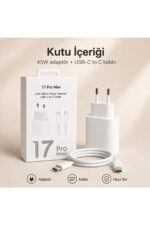 45W Type-C Hızlı Şarj Adaptörü USB-C to C Kablo Seti 1 Metre Beyaz - Görsel 7