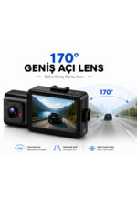 4K Araç İçi Kamera Oto Kamera Ön İç Arka Kayıt 3 Kameralı Ön İç Arka Kayıt G-Sensör Dash Cam - Görsel 5