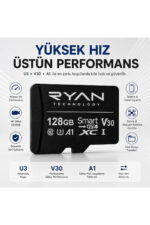 128GB Micro SD Hafıza Kartı U3 V30 A1 SDXC 4K Video Destekli Yüksek Hızlı Telefon Kamera Drone Hafıza Kartı - Görsel 2
