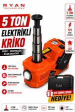 5 Ton Hidrolik Araç Krikosu 12V 4İN1 Elektrikli Kriko Seti Hava Kompresörü Bijon Sökme Anahtarı Lastik Değiştirme LED RJ-5T