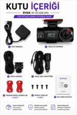 4K Araç İçi Kamera İki Kameralı Gece Görüşlü Wifi GPS 24 Saat Park Modu G Sensör - Görsel 4