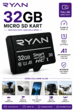 32GB Micro SD Hafıza Kartı U3 V30 A1 SDHC 4K Video Destekli Yüksek Hızlı Telefon Kamera Drone Hafıza Kartı - Görsel 3