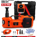 5 Ton Hidrolik Araç Krikosu 12V 4İN1 Elektrikli Kriko Seti Hava Kompresörü Bijon Sökme Anahtarı Lastik Değiştirme LED RJ-5T PRO