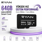 64GB Micro SD Hafıza Kartı U3 V30 A1 SDXC 4K Video Destekli Yüksek Hızlı Telefon Kamera Drone Hafıza Kartı