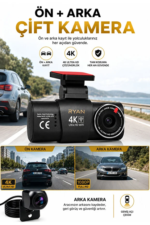 4K Araç İçi Kamera İki Kameralı Gece Görüşlü Wifi GPS 24 Saat Park Modu G Sensör - Görsel 2