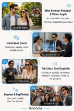 Kameralı Akıllı Güneş Gözlüğü Yapay Zeka Destekli Anlık Çeviri Bluetooth Sesli Asistan Fotoğraf Video RY-AIG01 - Görsel 5