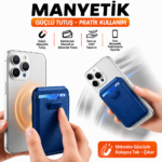 MagSafe Cüzdan Kartlık Güçlü Manyetik Standlı Telefon Kartlığı iPhone Uyumlu Deri Cüzdan - Görsel 3