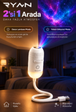 USB Galaksi Projektör LED Gece Lambası 360° Ayarlanabilir 12 Filmli 2’si 1 Arada Ambiyans Işık - Görsel 6