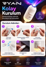 USB Galaksi Projektör LED Gece Lambası 360° Ayarlanabilir 12 Filmli 2’si 1 Arada Ambiyans Işık - Görsel 7