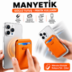 MagSafe Cüzdan Kartlık Güçlü Manyetik Standlı Telefon Kartlığı iPhone Uyumlu Deri Cüzdan - Görsel 4