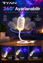 USB Galaksi Projektör LED Gece Lambası 360° Ayarlanabilir 12 Filmli 2’si 1 Arada Ambiyans Işık - Görsel 3