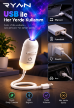 USB Galaksi Projektör LED Gece Lambası 360° Ayarlanabilir 12 Filmli 2’si 1 Arada Ambiyans Işık - Görsel 8
