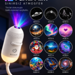 USB Galaksi Projektör LED Gece Lambası 360° Ayarlanabilir 12 Filmli 2’si 1 Arada Ambiyans Işık