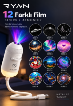USB Galaksi Projektör LED Gece Lambası 360° Ayarlanabilir 12 Filmli 2’si 1 Arada Ambiyans Işık