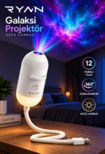 USB Galaksi Projektör LED Gece Lambası 360° Ayarlanabilir 12 Filmli 2’si 1 Arada Ambiyans Işık - Görsel 4