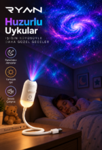 USB Galaksi Projektör LED Gece Lambası 360° Ayarlanabilir 12 Filmli 2’si 1 Arada Ambiyans Işık - Görsel 5